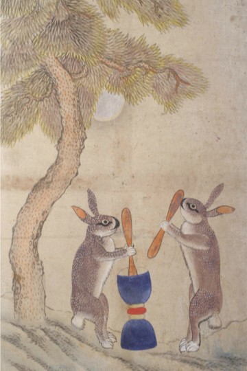 Lapin de la Lune frappant du Tteok